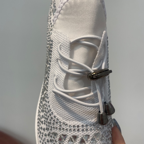 Golden road Women's Chunky Rhinestone Sneaker Sparkly Bling Mesh Slip on Elastic - Picture 4 of 4
